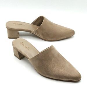 Splendid “Laylai” Women’s Dress Shoe Slip-On Microsuede Heeled Mule (Tan ) NEW